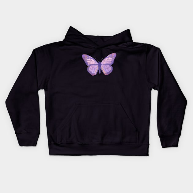 Purple Butterly Sticker Kids Hoodie by ColorsHappiness